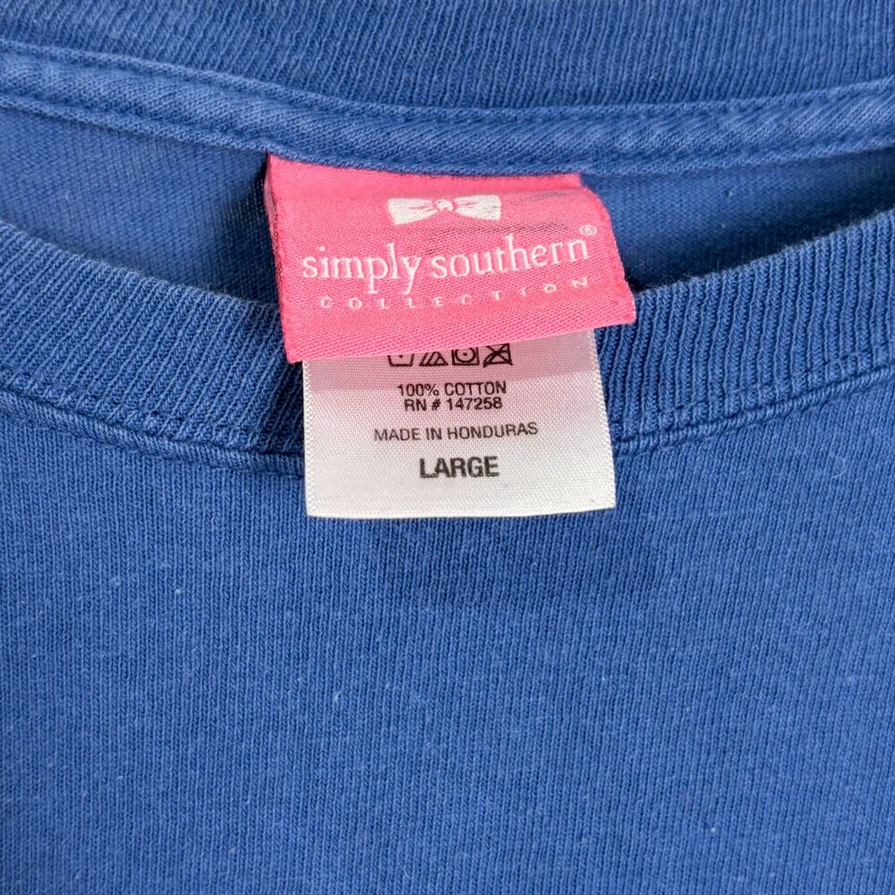 Simply Southern Dukes Mayonnaise Shirt Blue Long Sleeve Large Tomato Sandwich - Picture 4 of 9